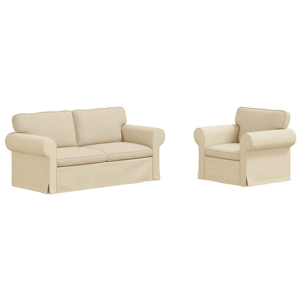 vidaXL Sofa Set 2 pcs Cream 175 x 82 x 80 cm Fabric