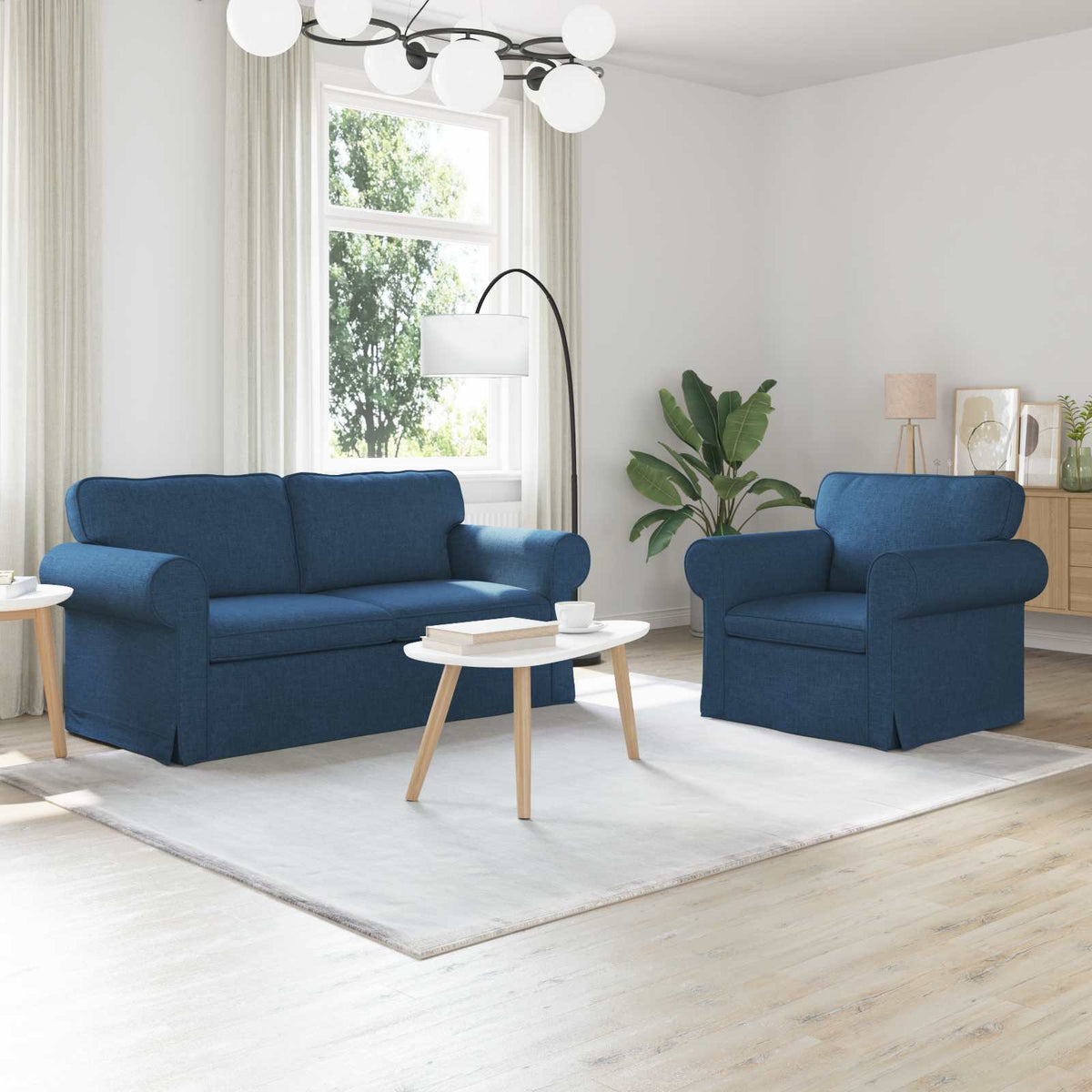vidaXL Sofa Set 2 pcs Blue 175 x 82 x 80 cm Fabric