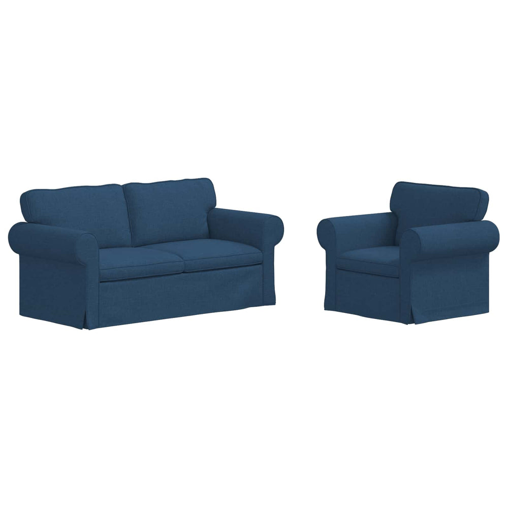 vidaXL Sofa Set 2 pcs Blue 175 x 82 x 80 cm Fabric