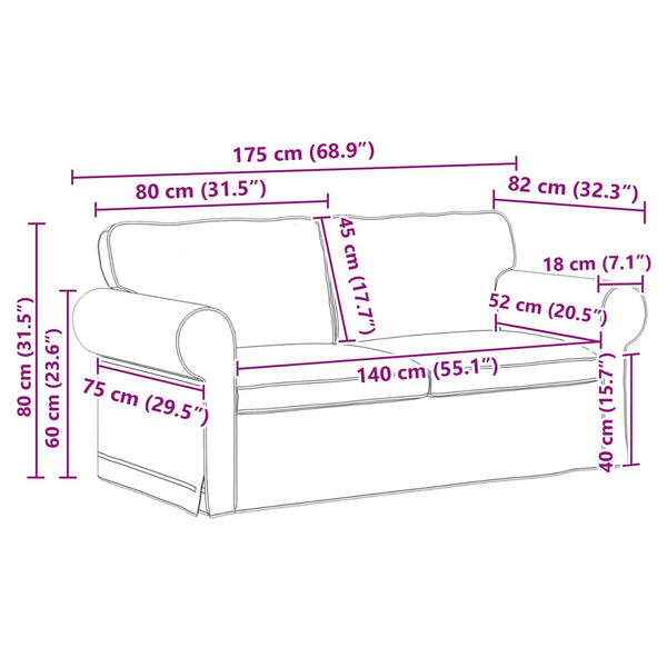 vidaXL Sofa Set 2 pcs Blue 175 x 82 x 80 cm Fabric