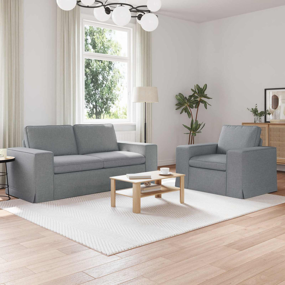 vidaXL Sofa Set 2 pcs Light Grey 182 x 80 x 82 cm Fabric