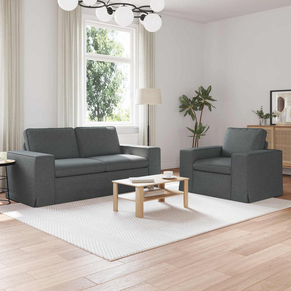 vidaXL Sofa Set 2 pcs Dark Gray 182 x 80 x 82 cm Fabric