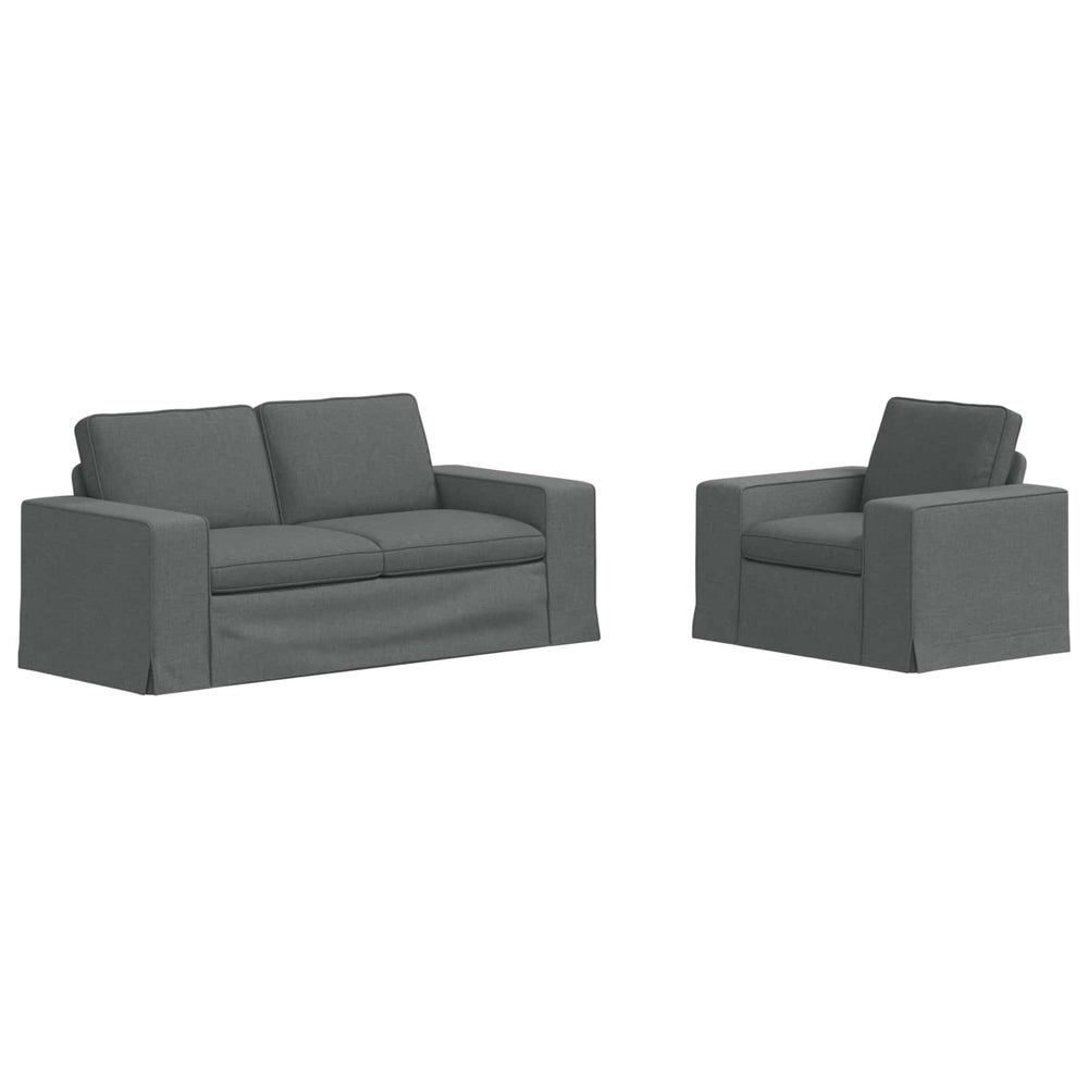 vidaXL Sofa Set 2 pcs Dark Gray 182 x 80 x 82 cm Fabric