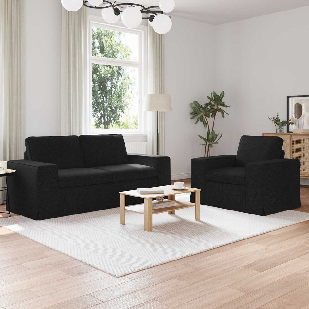 vidaXL Sofa Set 2 pcs Black 182 x 80 x 82 cm Fabric