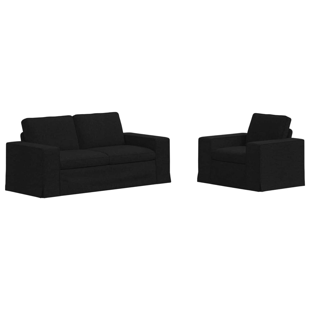 vidaXL Sofa Set 2 pcs Black 182 x 80 x 82 cm Fabric