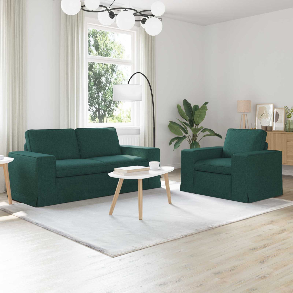 vidaXL Sofa Set 2 pcs Dark Green 182 x 80 x 82 cm Fabric