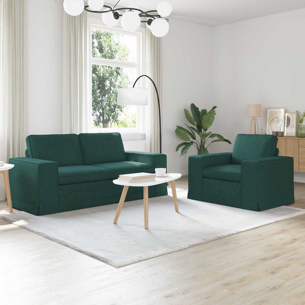 vidaXL Sofa Set 2 pcs Dark Green 182 x 80 x 82 cm Fabric