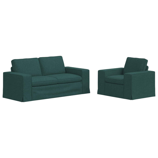 vidaXL Sofa Set 2 pcs Dark Green 182 x 80 x 82 cm Fabric