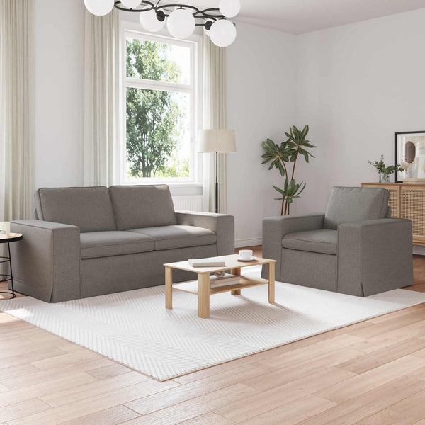 vidaXL Sofa Set 2 pcs Taupe 182 x 80 x 82 cm Fabric