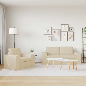 vidaXL Sofa Set 2 pcs Cream 182 x 80 x 82 cm Fabric