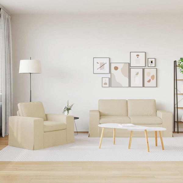 vidaXL Sofa Set 2 pcs Cream 182 x 80 x 82 cm Fabric