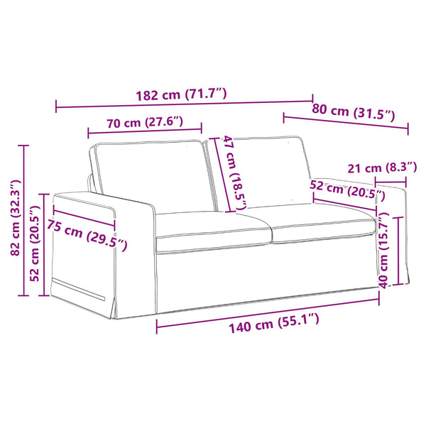 vidaXL Sofa Set 2 pcs Cream 182 x 80 x 82 cm Fabric