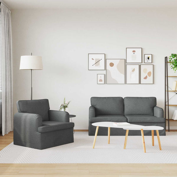 vidaXL Sofa Set 2 Pieces Dark Grey 162 x 80 x 85 cm Fabric