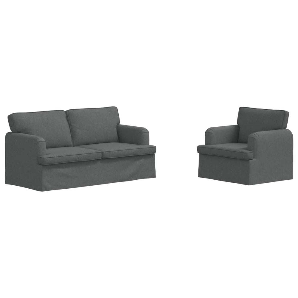 vidaXL Sofa Set 2 Pieces Dark Grey 162 x 80 x 85 cm Fabric