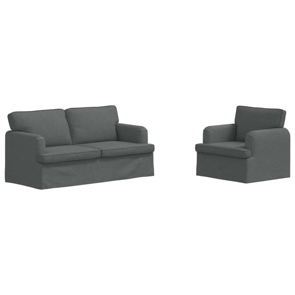 vidaXL Sofa Set 2 Pieces Dark Grey 162 x 80 x 85 cm Fabric