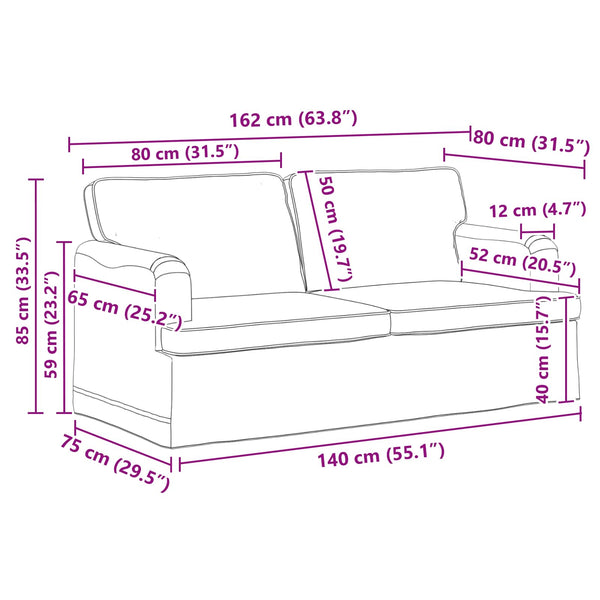 vidaXL Sofa Set 2 Pieces Dark Grey 162 x 80 x 85 cm Fabric