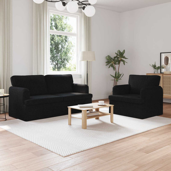 vidaXL Sofa Set 2 pcs Black 162 x 80 x 85 cm Fabric