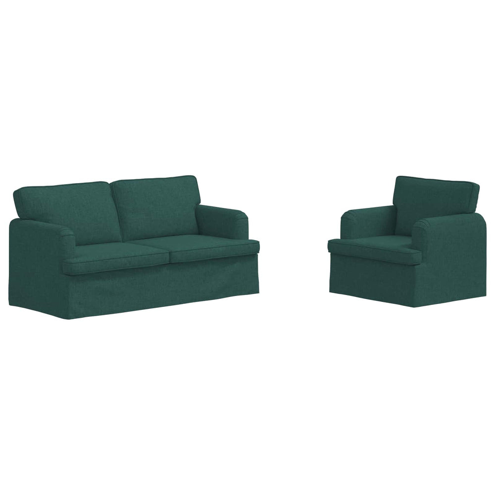 vidaXL Sofa Set 2 pcs Dark Green 162 x 80 x 85 cm Fabric