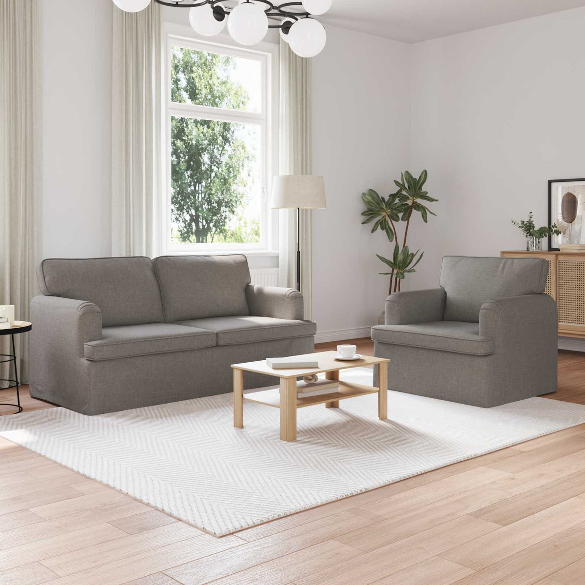 vidaXL Sofa Set 2 pcs Taupe 162 x 80 x 85 cm Fabric
