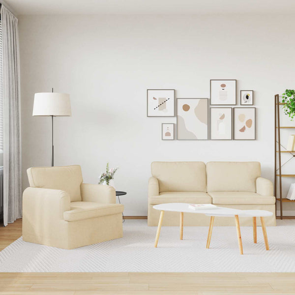 vidaXL Sofa Set 2 Pieces Cream 162 x 80 x 85 cm Fabric