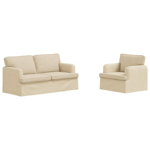 vidaXL Sofa Set 2 Pieces Cream 162 x 80 x 85 cm Fabric