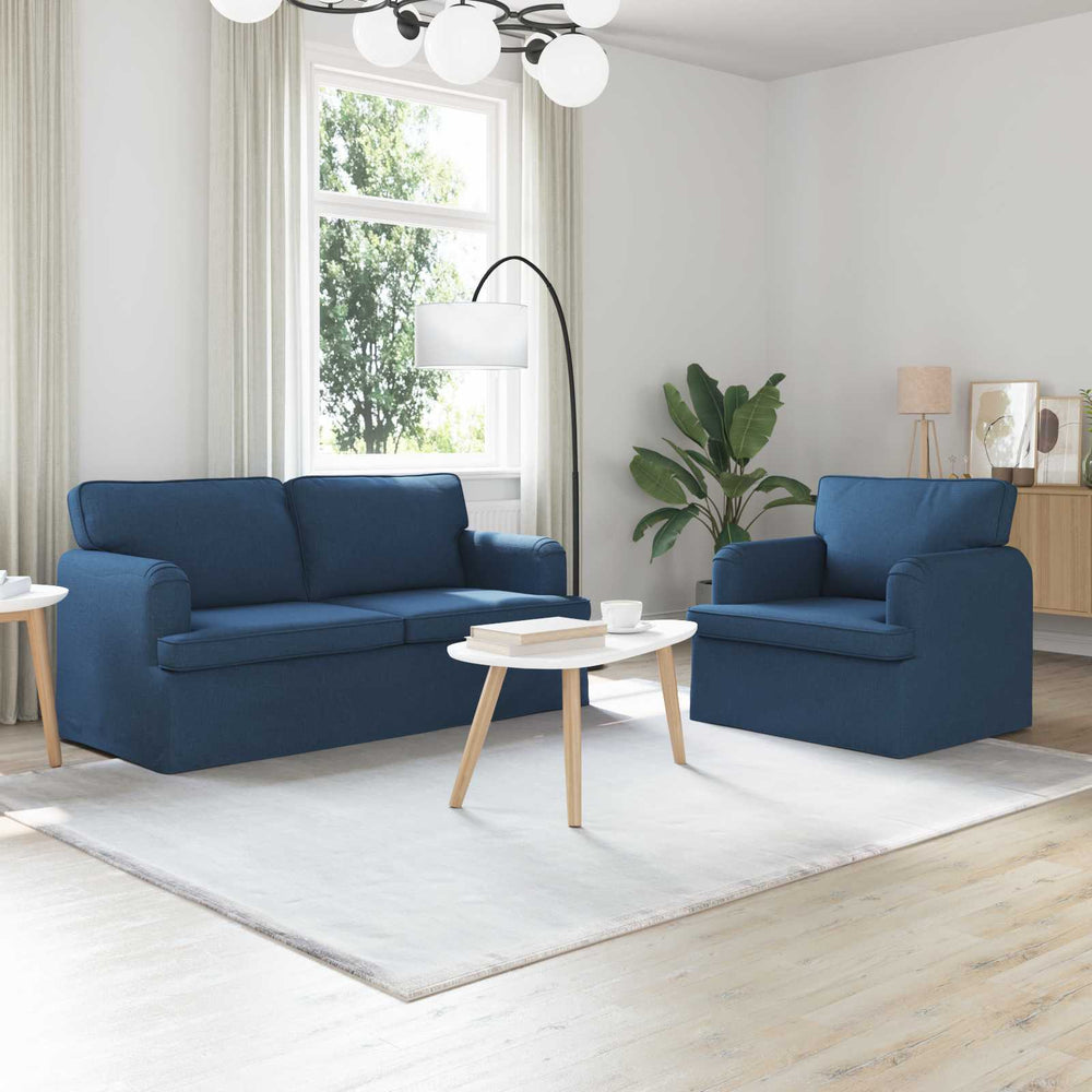 vidaXL Sofa Set 2 pcs Blue 162 x 80 x 85 cm Fabric