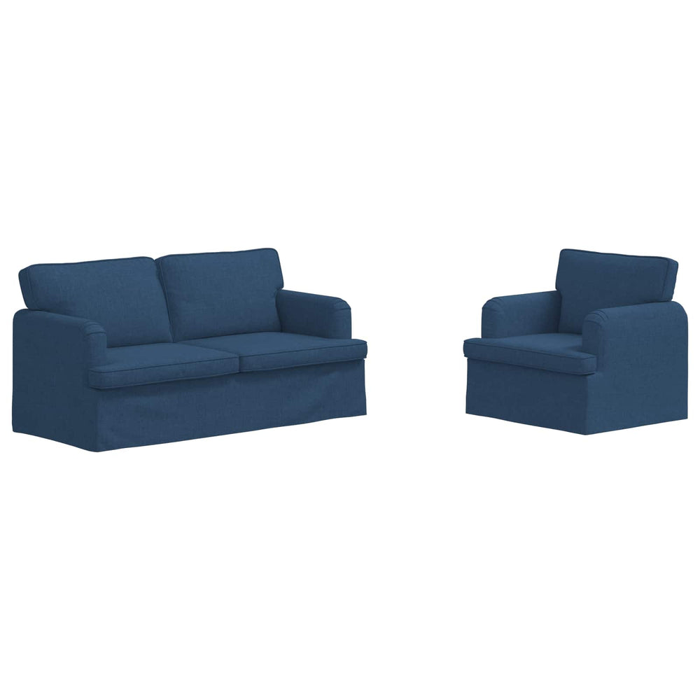 vidaXL Sofa Set 2 pcs Blue 162 x 80 x 85 cm Fabric