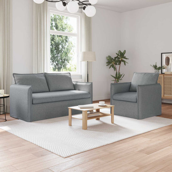 vidaXL Sofa Set 2 pcs Light Grey 156 x 82 x 85 cm Fabric