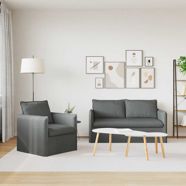 vidaXL Sofa Set 2 pcs Dark Grey 156 x 82 x 85 cm Fabric