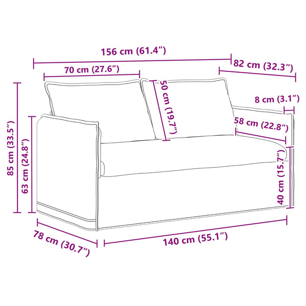 vidaXL Sofa Set 2 pcs Dark Grey 156 x 82 x 85 cm Fabric