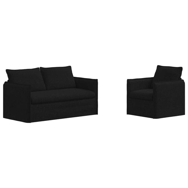 vidaXL Sofa Set 2 pcs Black 156 x 82 x 85 cm Fabric