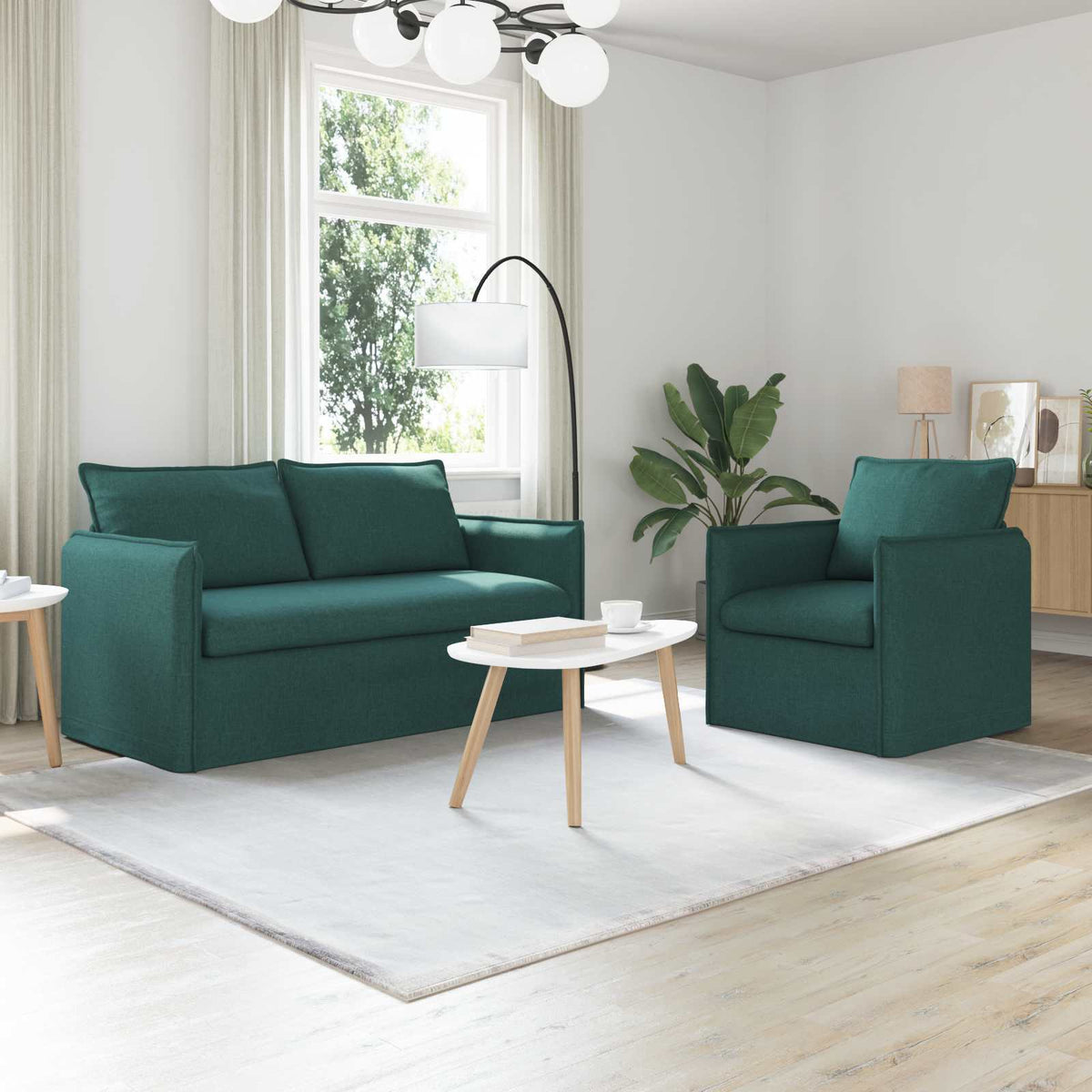 vidaXL Sofa Set 2 pcs Dark Green 156 x 82 x 85 cm Fabric
