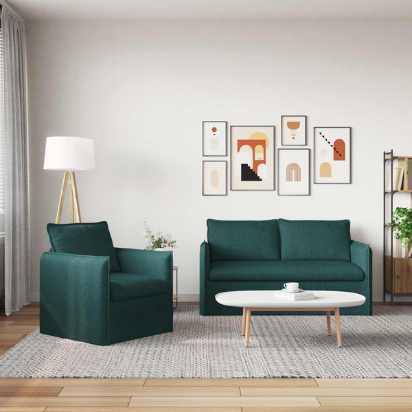 vidaXL Sofa Set 2 pcs Dark Green 156 x 82 x 85 cm Fabric