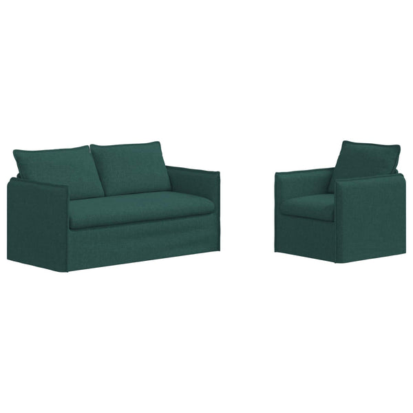 vidaXL Sofa Set 2 pcs Dark Green 156 x 82 x 85 cm Fabric