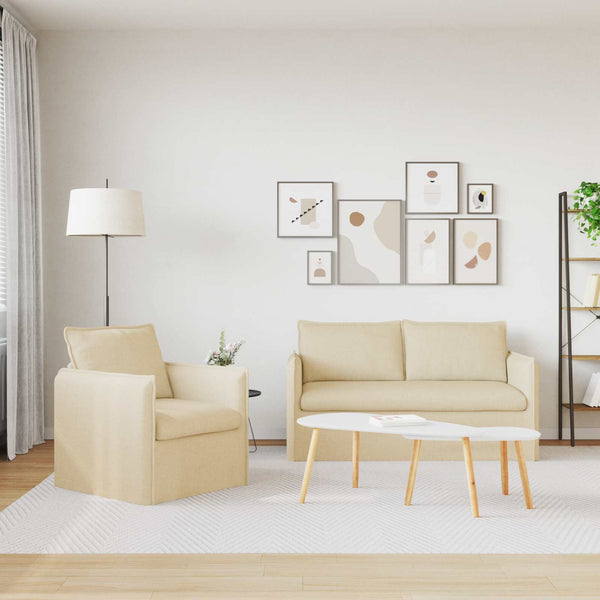 vidaXL Sofa Set 2 pcs Cream 156 x 82 x 85 cm Fabric