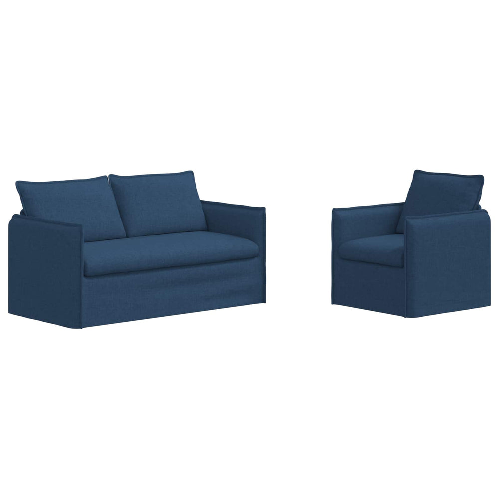 vidaXL Sofa Set 2 pcs Blue 156 x 82 x 85 cm Fabric