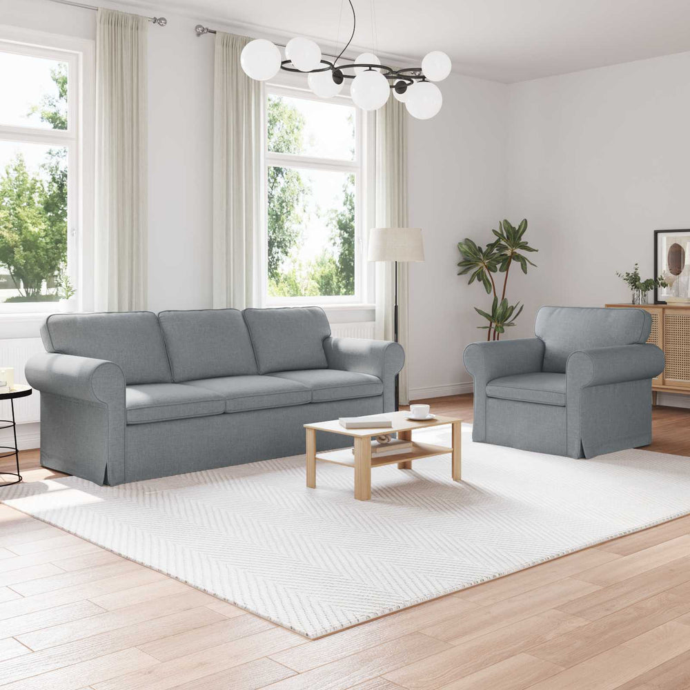 vidaXL Sofa Set 2 Pieces Light Gray 215 x 82 x 80 cm Fabric