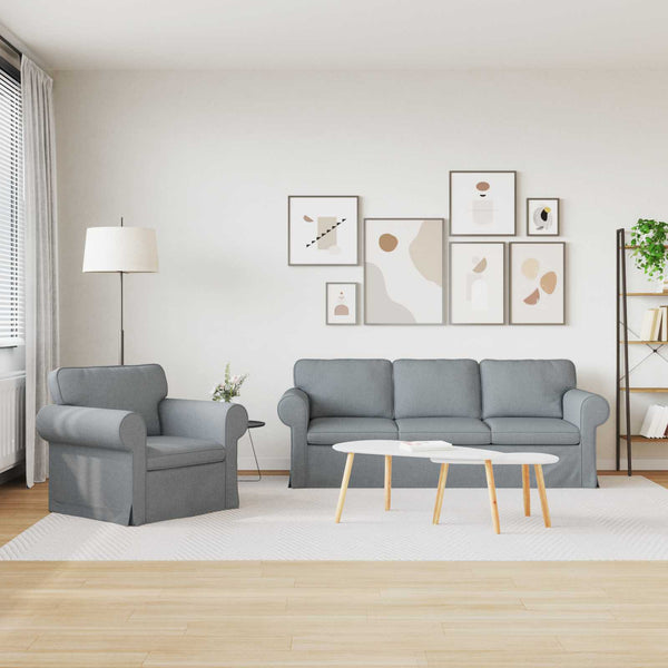 vidaXL Sofa Set 2 Pieces Light Gray 215 x 82 x 80 cm Fabric