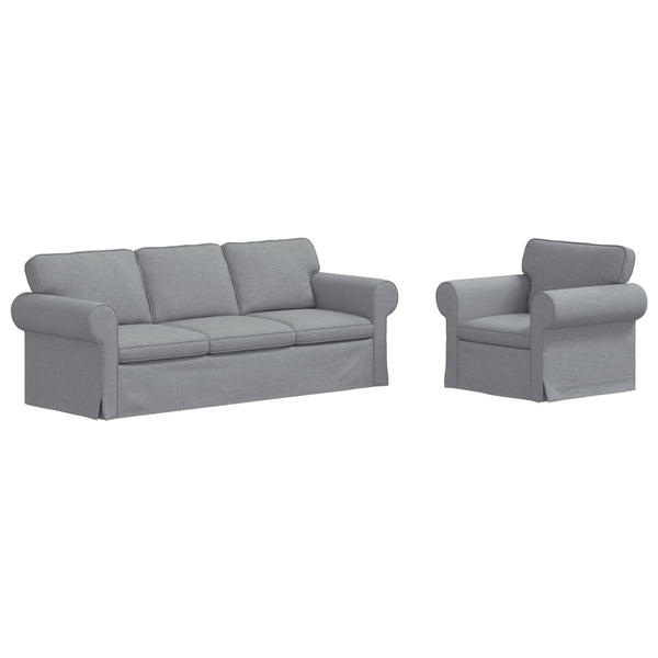 vidaXL Sofa Set 2 Pieces Light Gray 215 x 82 x 80 cm Fabric