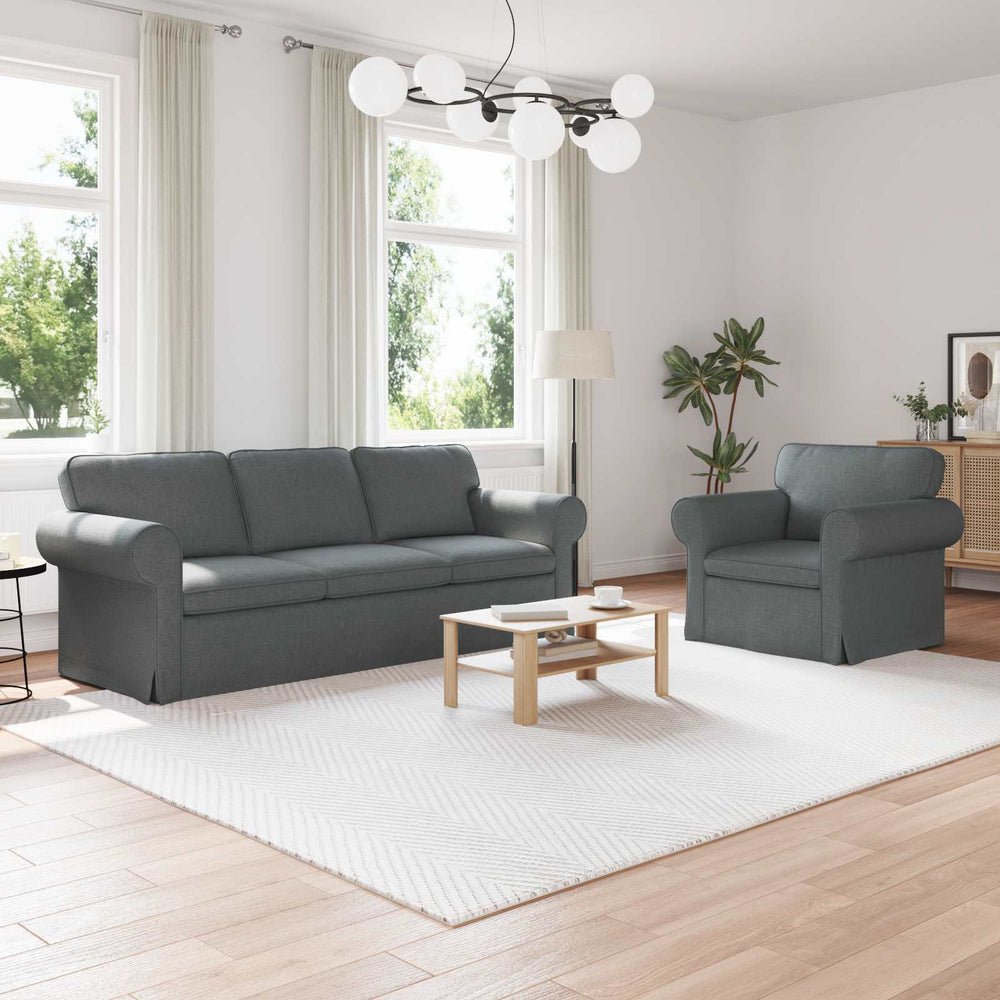 vidaXL Sofa Set 2 pcs Dark Grey 215 x 82 x 80 cm Fabric