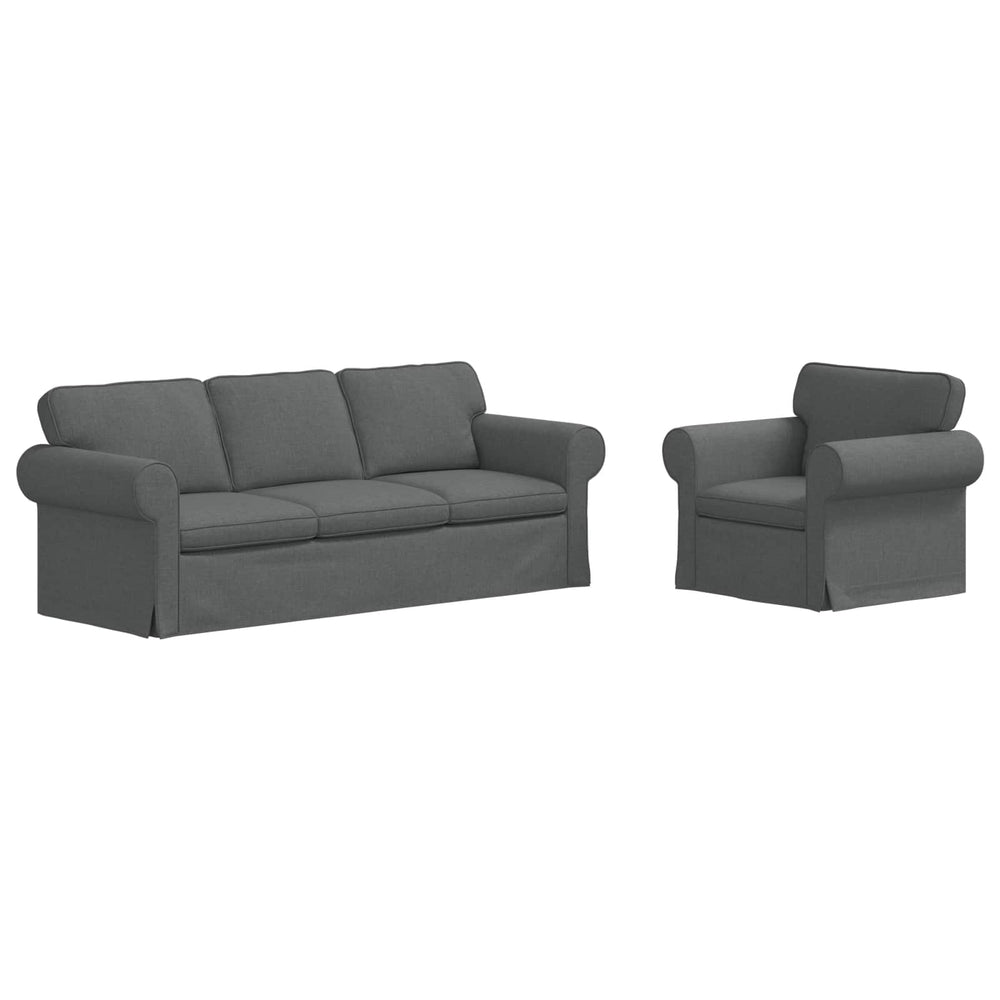 vidaXL Sofa Set 2 pcs Dark Grey 215 x 82 x 80 cm Fabric