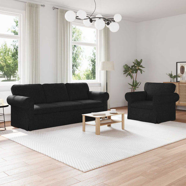 vidaXL Sofa Set 2 pcs Black 215 x 82 x 80 cm Fabric