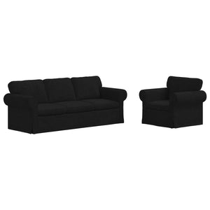 vidaXL Sofa Set 2 pcs Black 215 x 82 x 80 cm Fabric