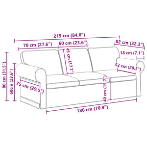 vidaXL Sofa Set 2 pcs Black 215 x 82 x 80 cm Fabric