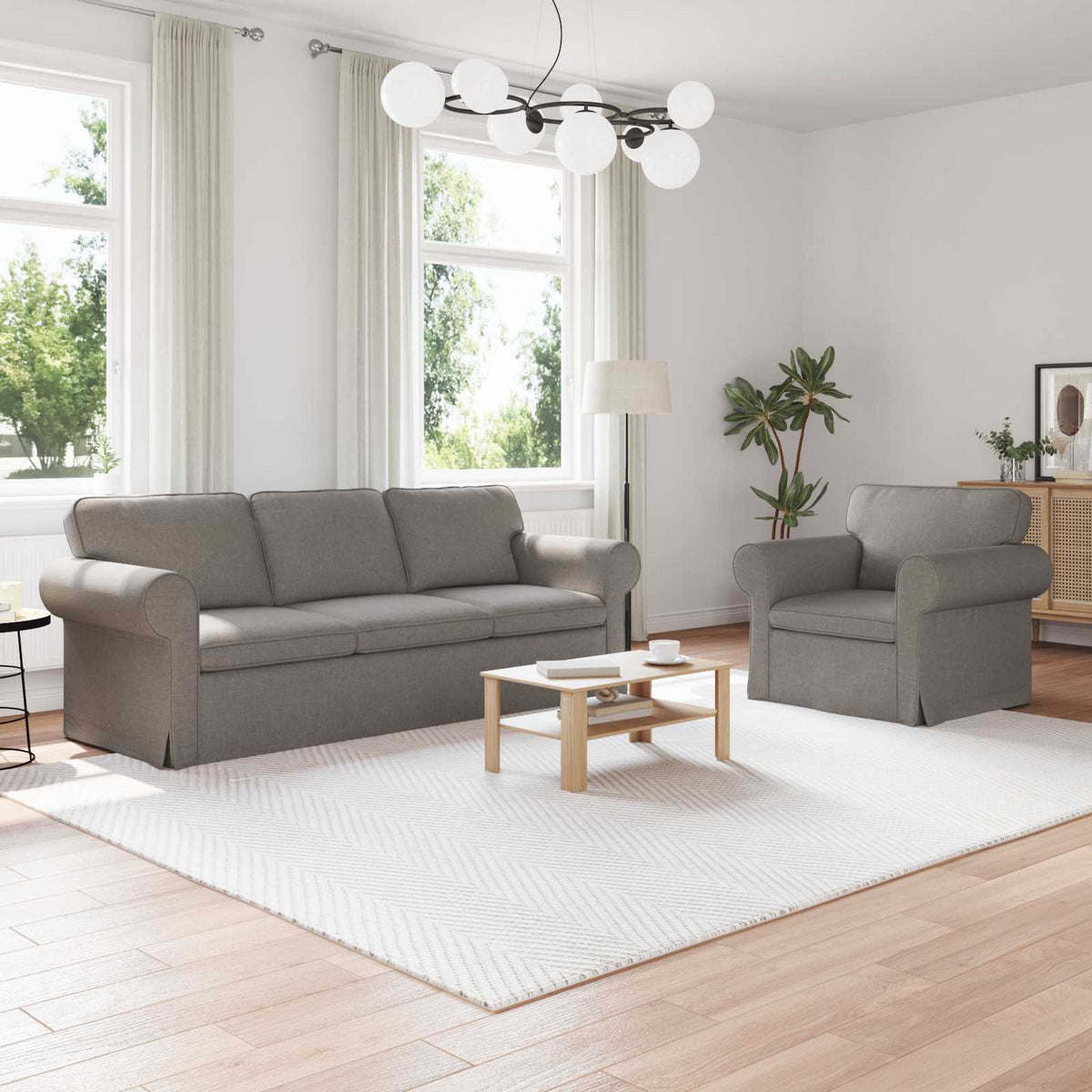 vidaXL Sofa Set 2 pcs Taupe 215 x 82 x 80 cm Fabric