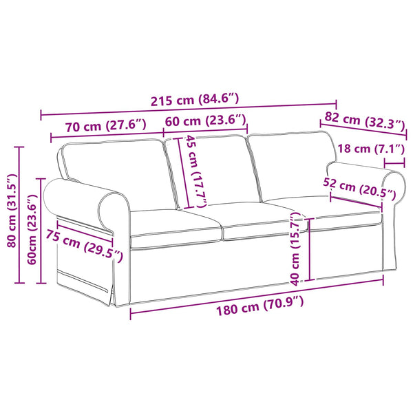 vidaXL Sofa Set 2 pcs Taupe 215 x 82 x 80 cm Fabric
