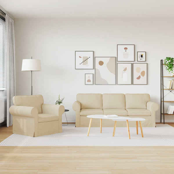 vidaXL Sofa Set 2 pcs Cream 215 x 82 x 80 cm Fabric