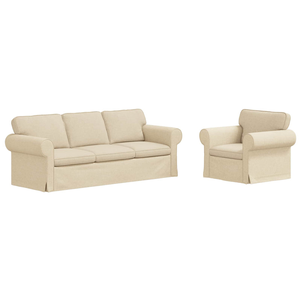 vidaXL Sofa Set 2 pcs Cream 215 x 82 x 80 cm Fabric
