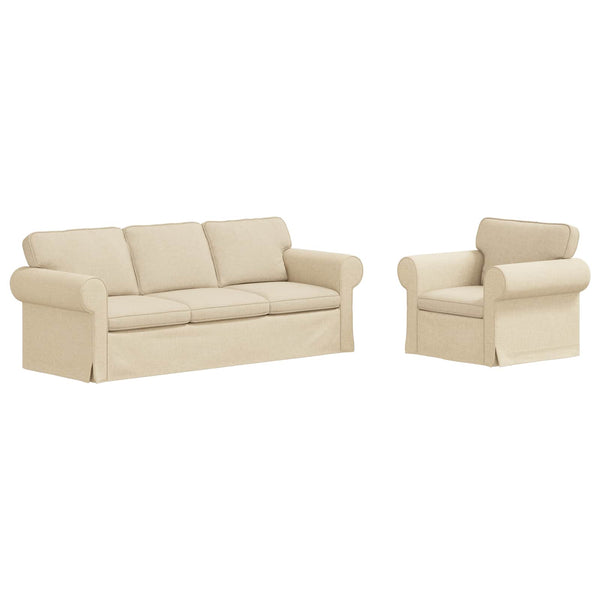 vidaXL Sofa Set 2 pcs Cream 215 x 82 x 80 cm Fabric