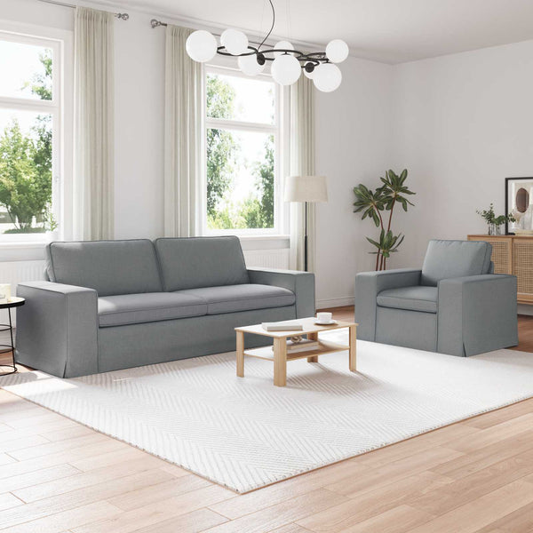 vidaXL Sofa Set 2 pcs Light Grey 222 x 80 x 82 cm Fabric
